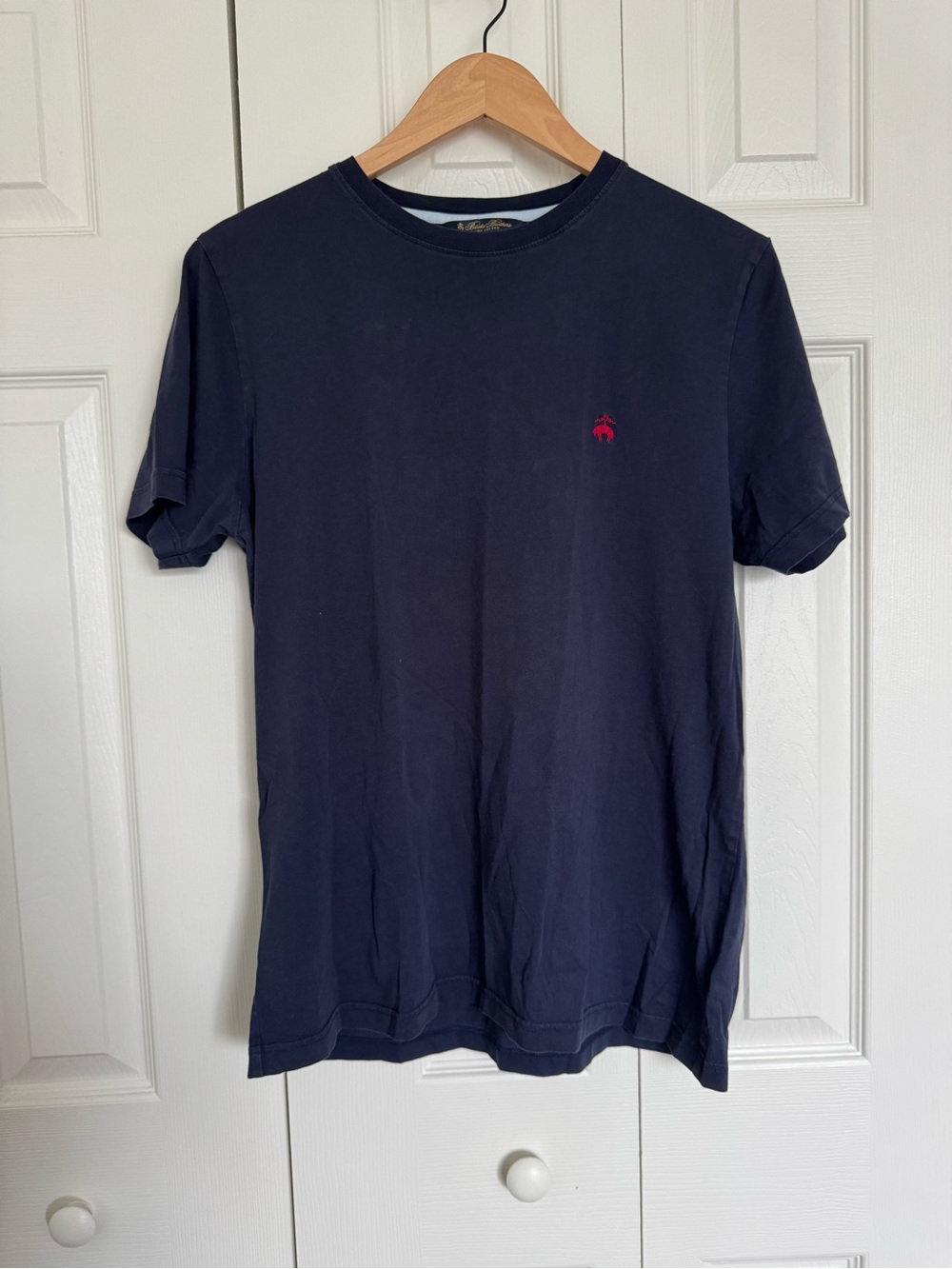 Brooks brothers Men's Navy Crewneck T-Shirt with Red Logo size medium cotton